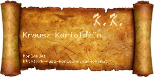 Krausz Koriolán névjegykártya