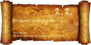 Krausz Koriolán névjegykártya
